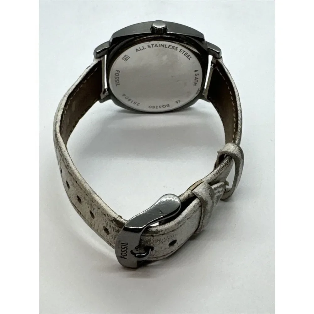 Fossil BQ3360 Women's White Leather Strap Analog Dial Quartz Wrist Watch JNA349